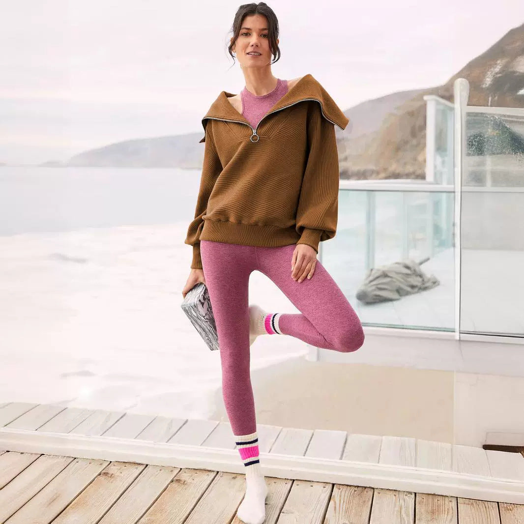Dame Oversized Sweatshirt med elegant krave og lynlås Stilla