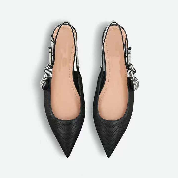 Femme Perforerede Slingback-Flats med stribet slipsdetail Stilla