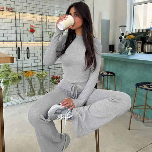 Dame Behagelig Langærmet Jumpsuit med flagrende ben og elastisk talje Stilla