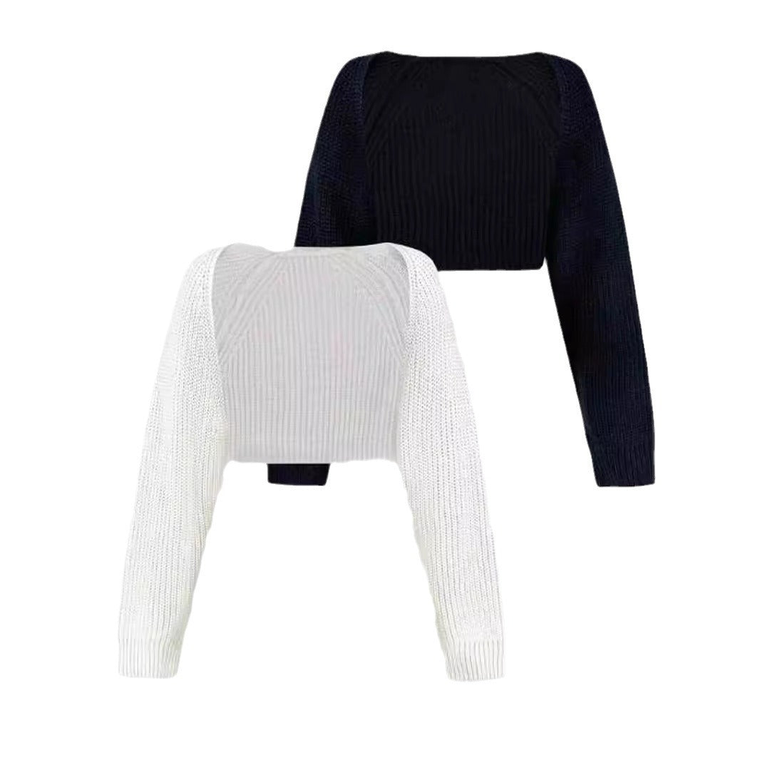 Dame cropped strikoverdel med dropped shoulders og fint ribmønster Stilla
