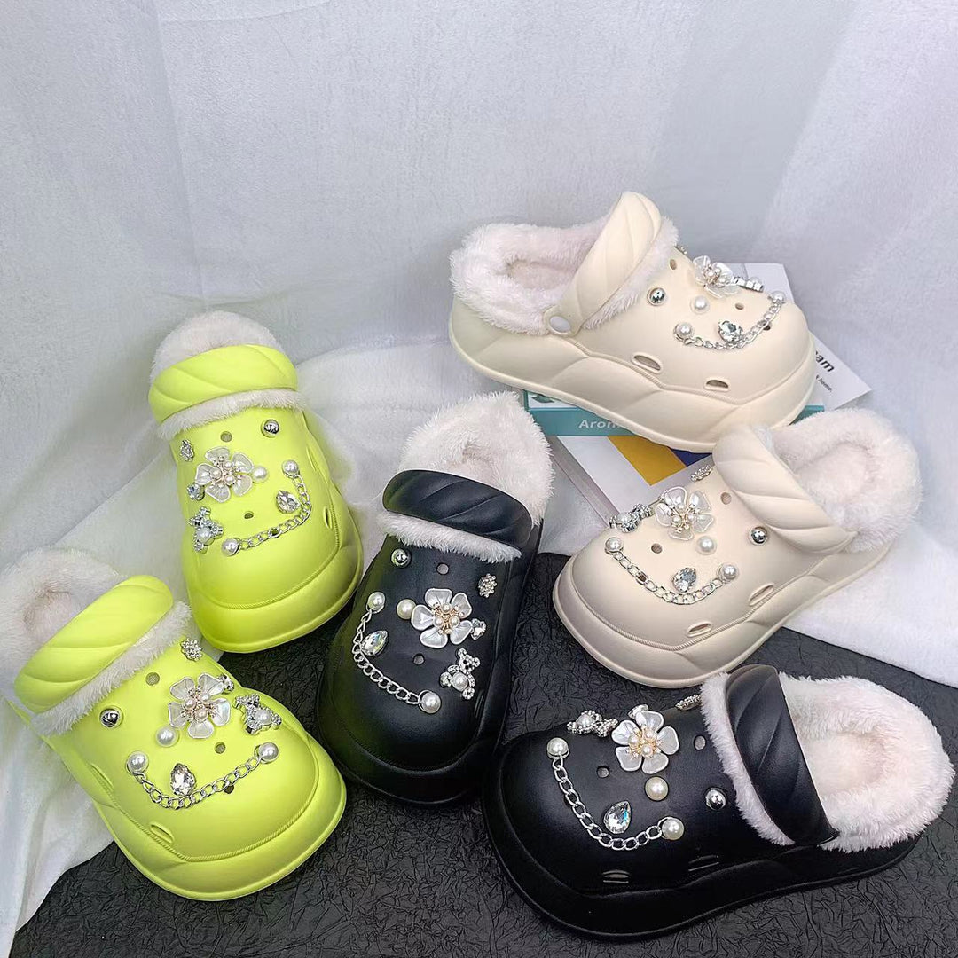 Dame Mode Clogs med dekorativt Smykke Stilla