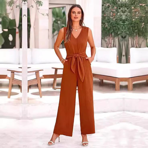 Damer Elegante Jumpsuit med V-udskæring og figursyet design Stilla