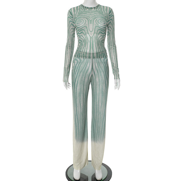Dame Langærmet Jumpsuit med flydende grafikdesign Stilla