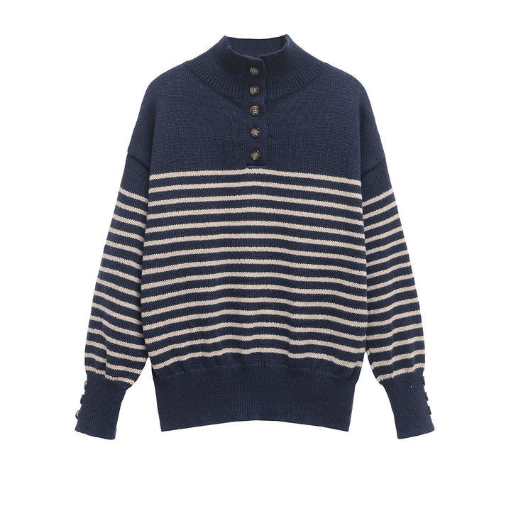 Femme Knap-Down Strikpullover Stilla