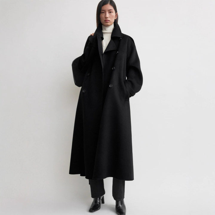 Kvinders elegante overlange uld trench coat Stilla