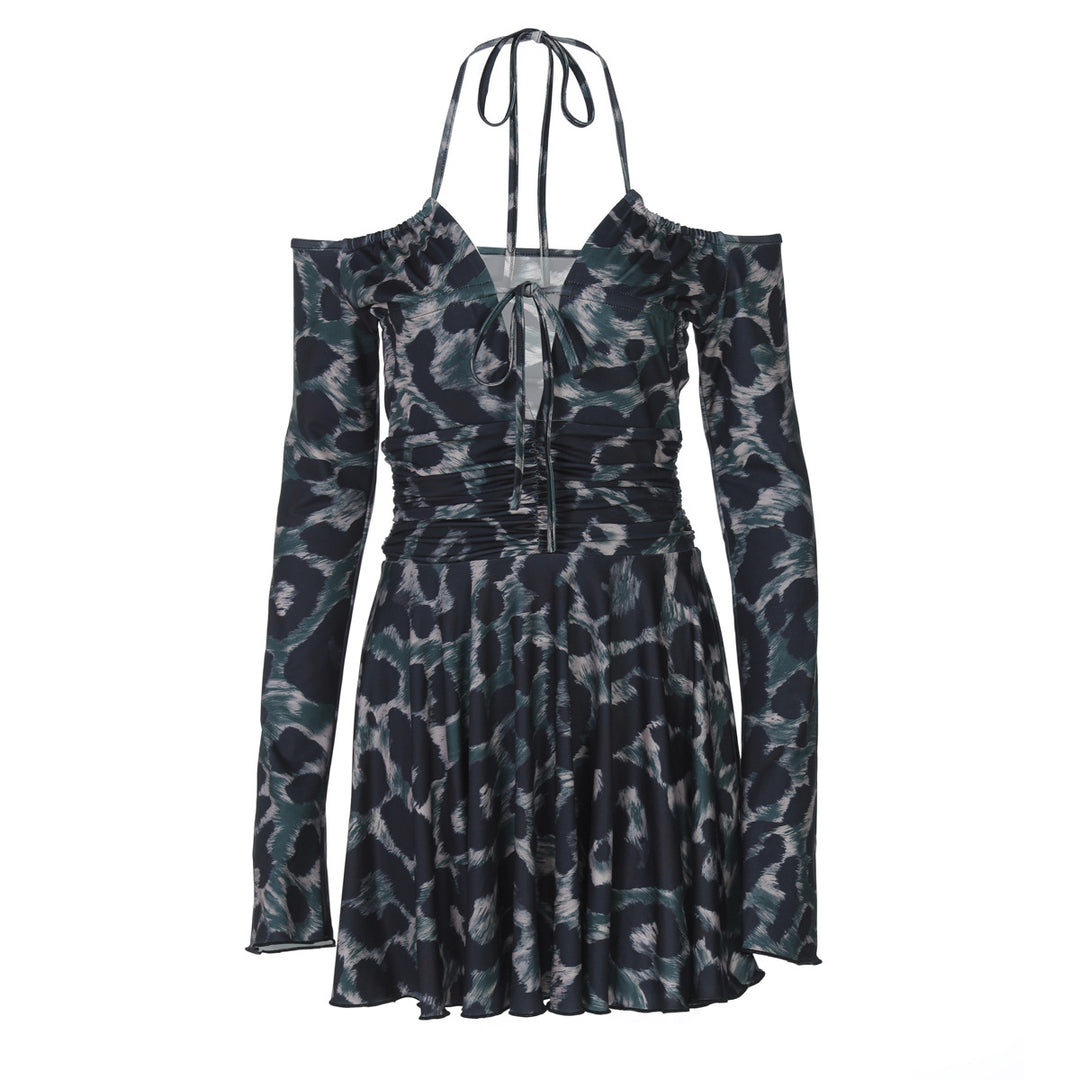 Dame off-shoulder Minikjole med rynker Stilla