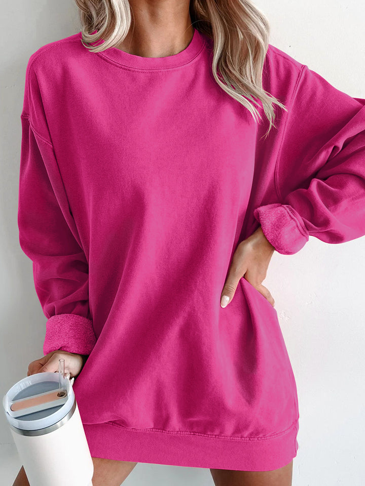 Dame afslappet sweatshirtkjole med lange ærmer og høje manchetter Stilla