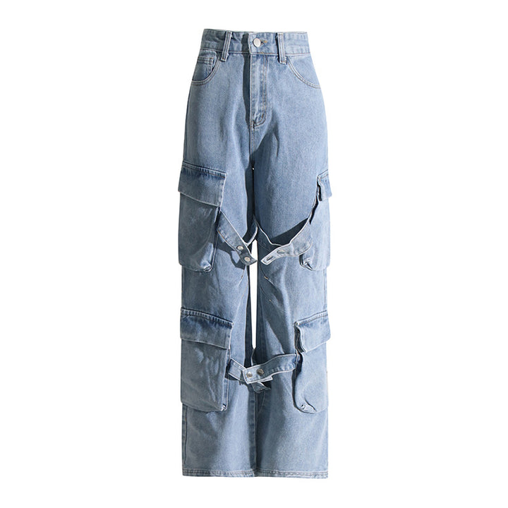 Dame Cargo-Jeans med multifunktionelle lommer og bred pasform Stilla