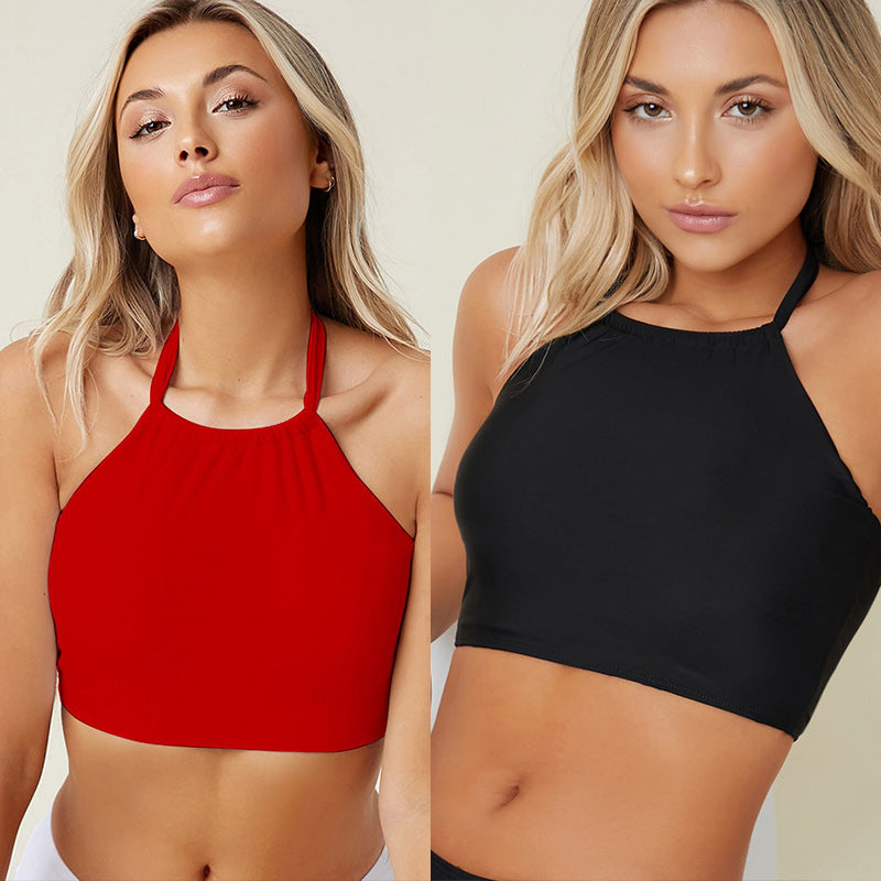 Dame Crop-Top i elastisk materiale med høj krave Stilla