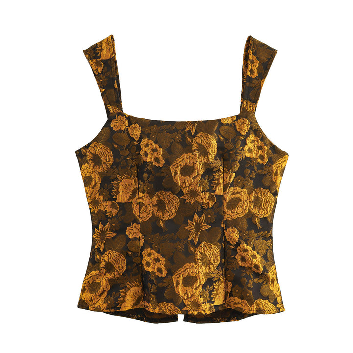 Dame Floral-Print Crop Top med justerbart bindedetalje Stilla