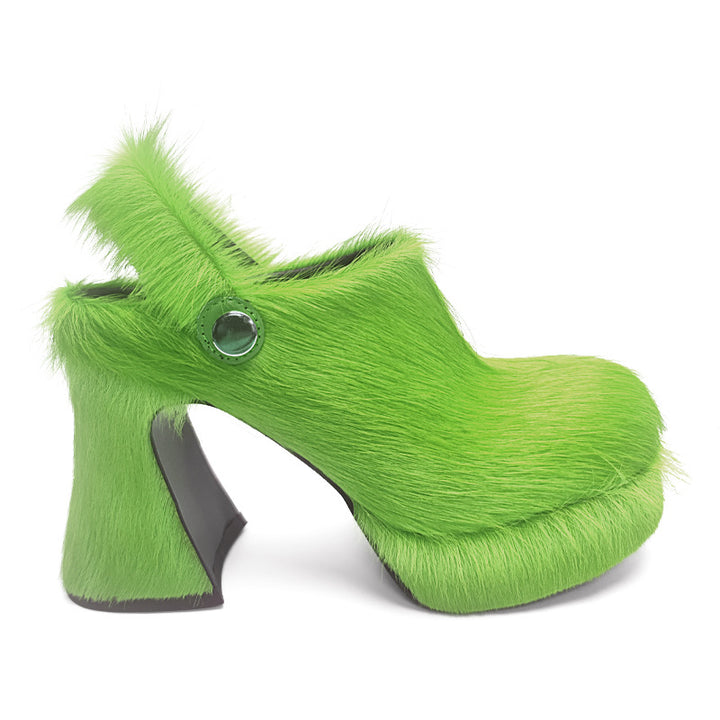 Femme Pels-Accent Chunky Hæl Clogs Stilla