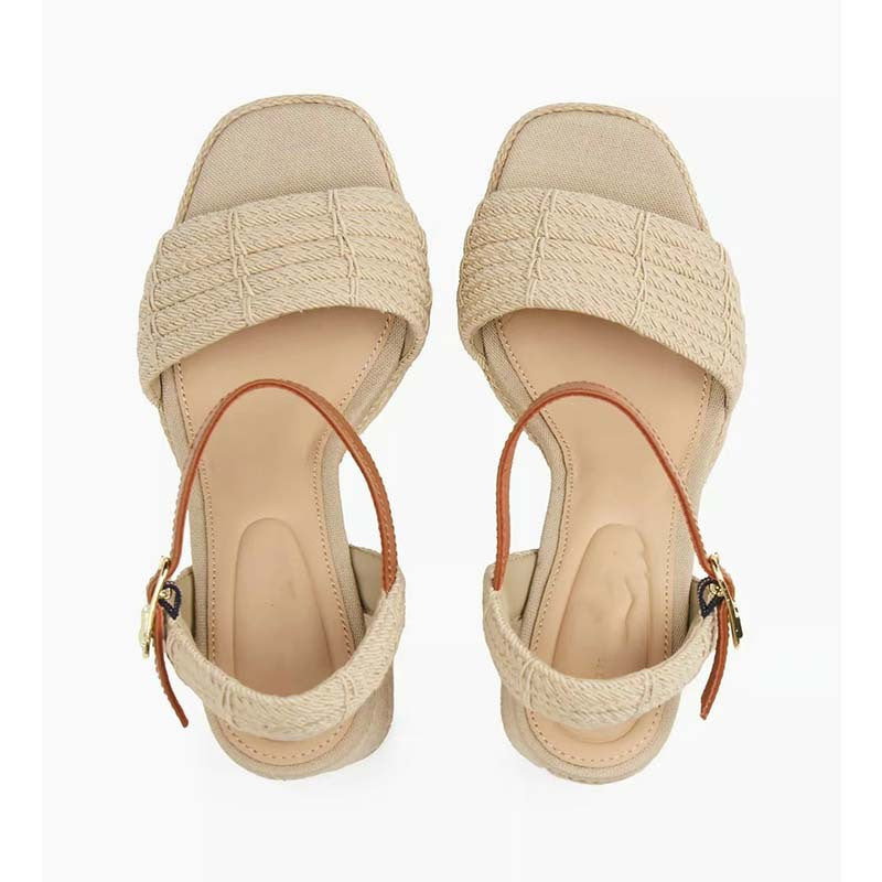 Femme Plattform Sandaler med hæl, justerbar ankelrem og flettede detaljer Stilla