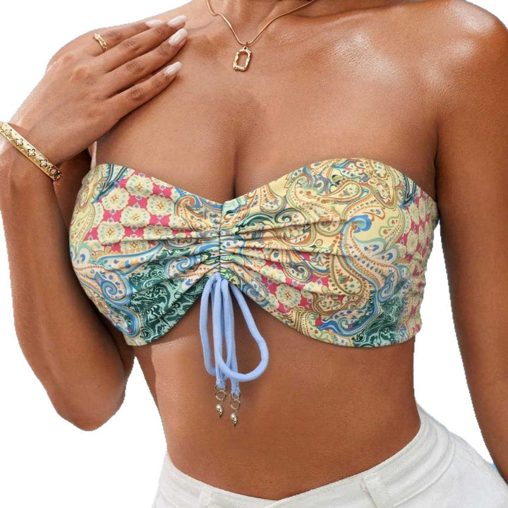 Dame Bandeau-bikini-top med legende mønster Skovae