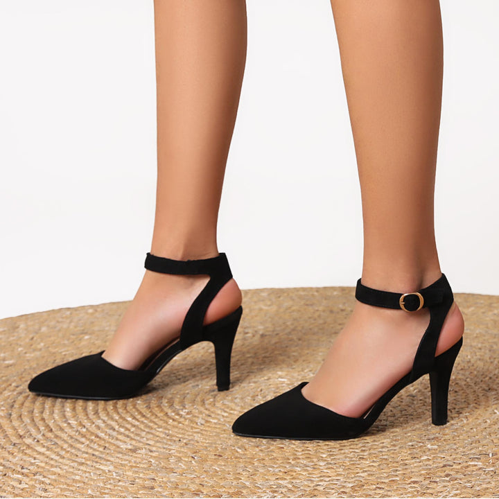 Femme Chic Spids Tå Slingback-Hæle med justerbar Ankelsnor Stilla