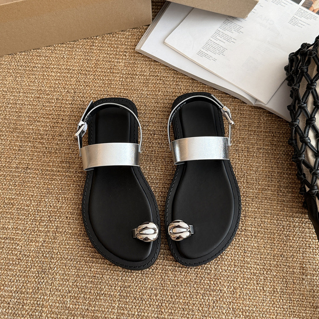 Dame Chic Slingback Sandaler med dekorativ hardware Stilla