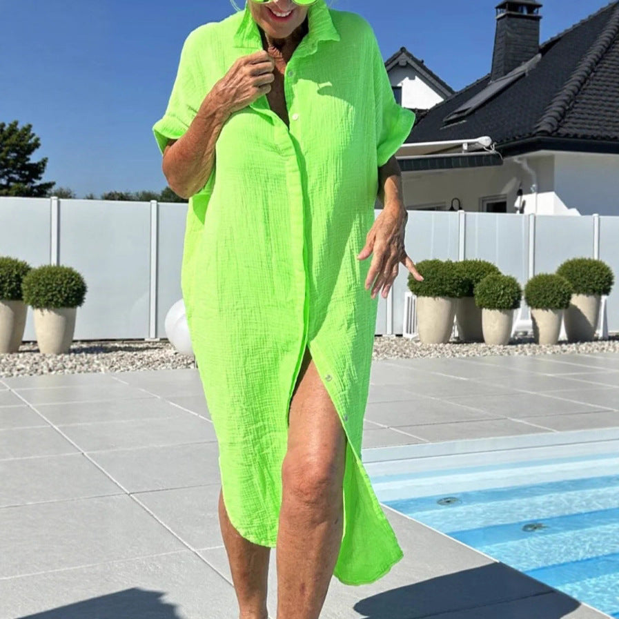 Damer Let bomulds Button-Up overkjole Stilla