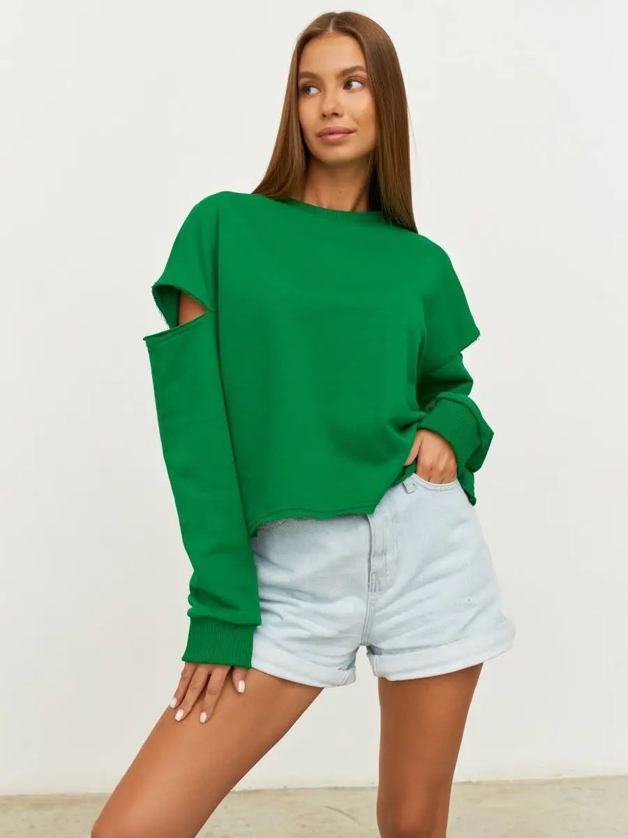 Dame afslappet sweatshirt med asymmetrisk cut-out-detaljer og oversized snit Stilla