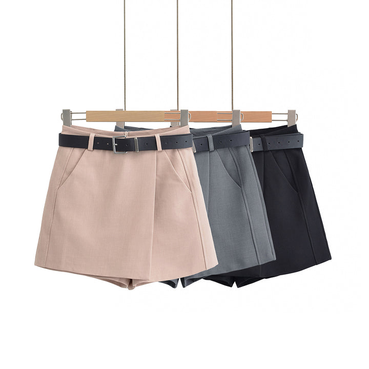 Kvinder elegante højtaljede shorts med justerbart bælte og praktiske lommer Stilla