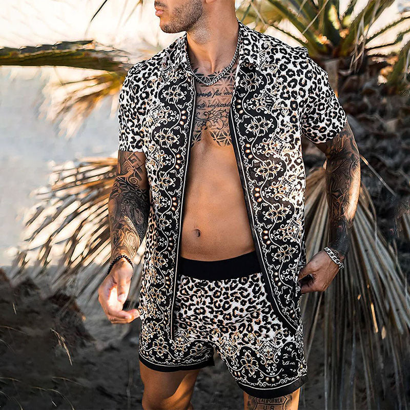 Herre Tropical Print Casual Kort Sæt Stilla