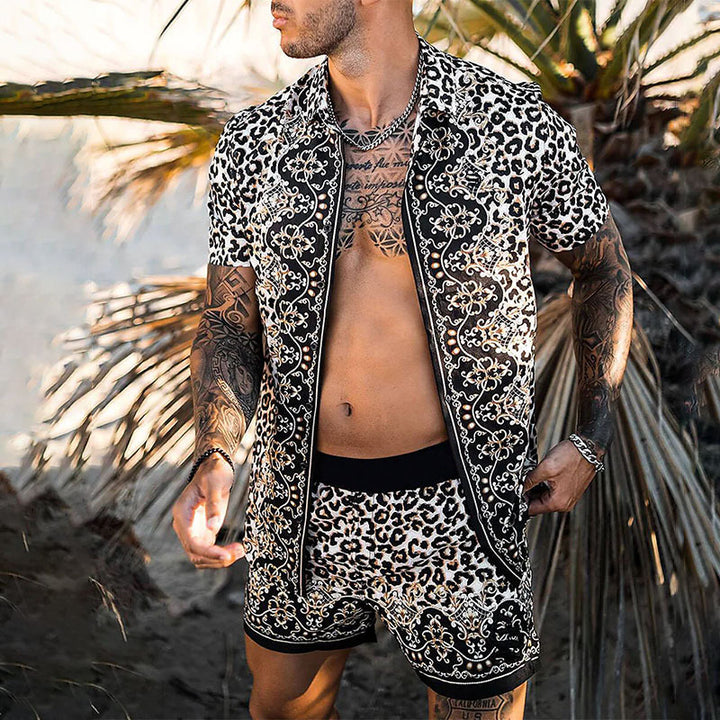Herre Tropical Print Casual Kort Sæt Stilla