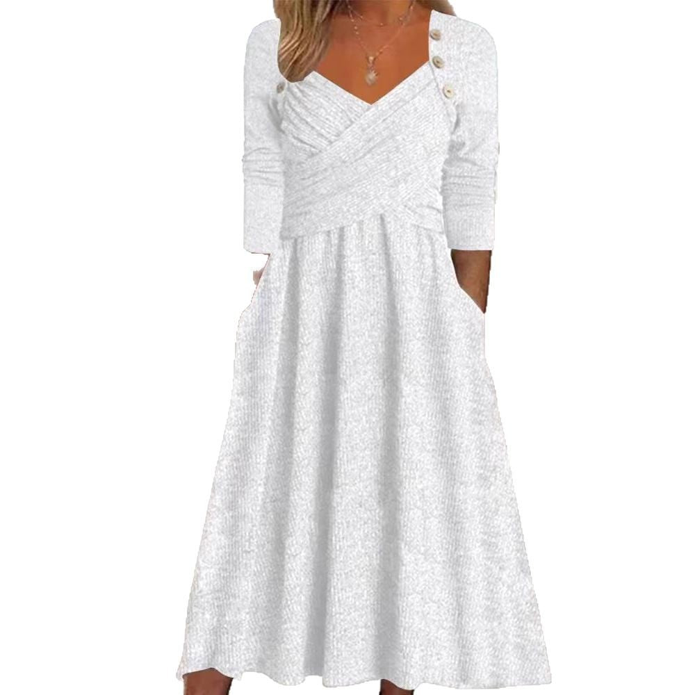 Dame Maxikjole med elegant indpakningslook og praktiske lommer Stilla