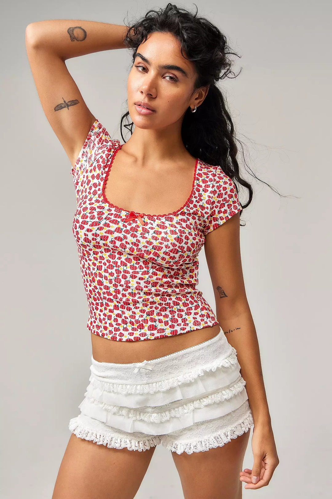 Dame Ruffles-shorts med elastisk talje og legende design Skovae