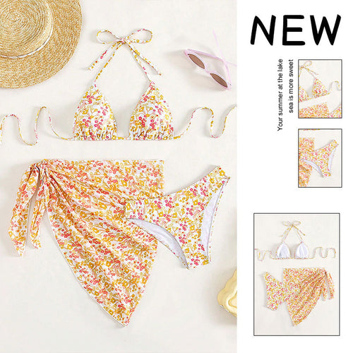 Dame Triangel-Bikini-sæt med blomsterwrap Skovae