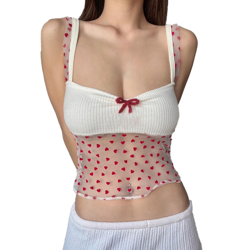 Hjerte-mønster Gennemsigtigt Crop-Top til Damer Stilla