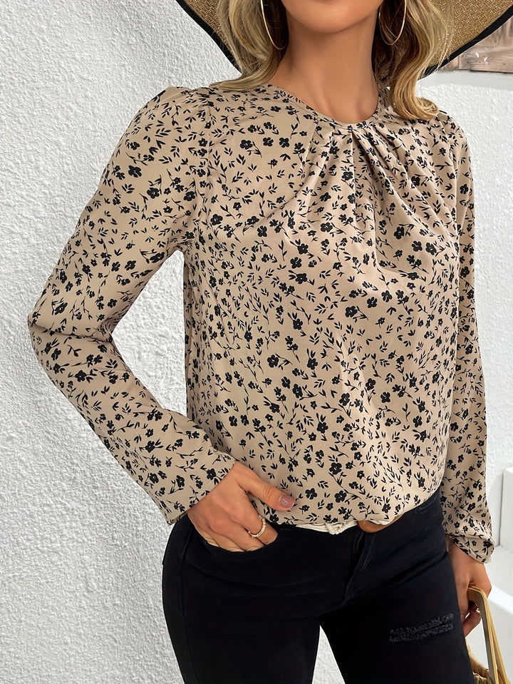 Dame blomstertrykt blouse med elegante flæse detaljer Stilla
