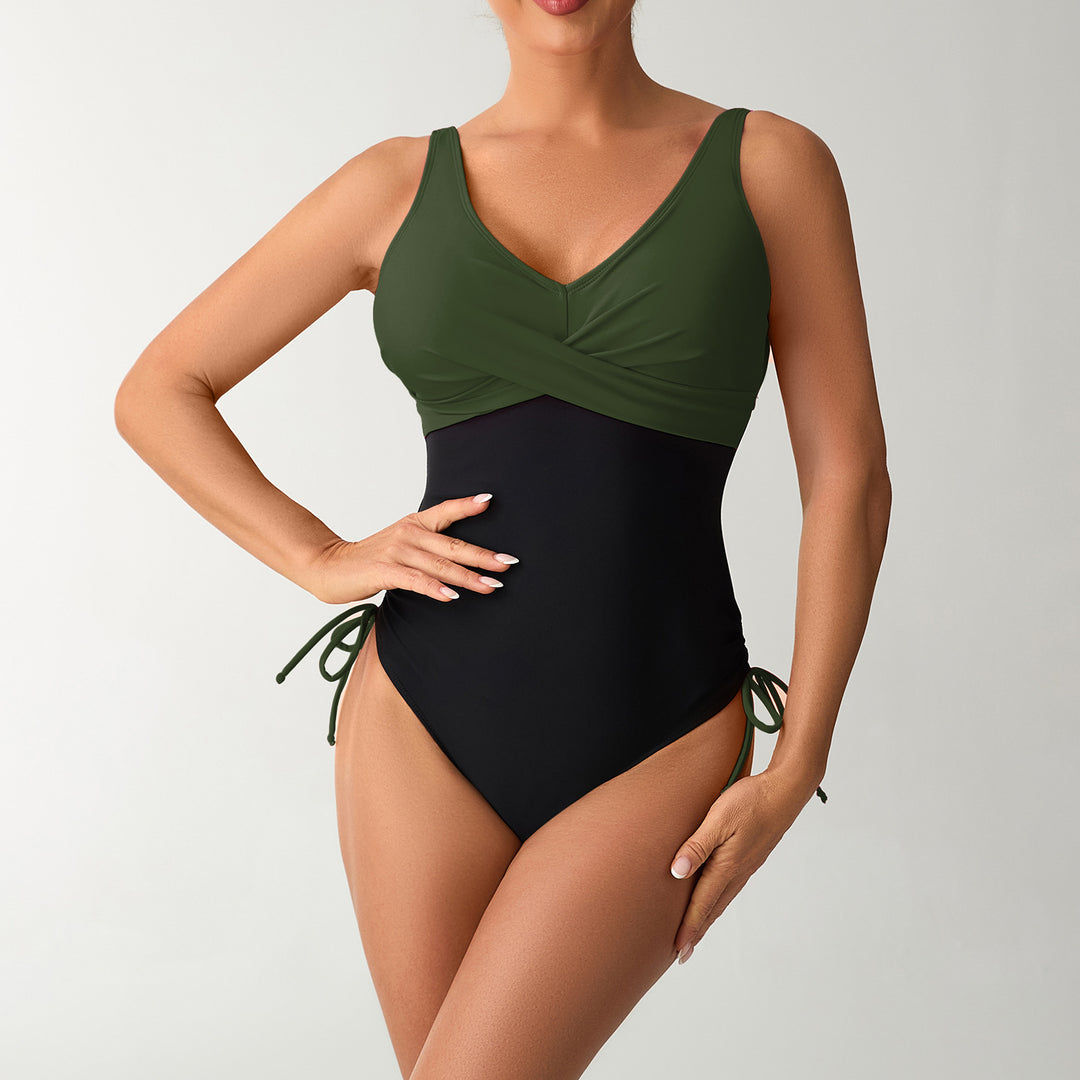 Dame Én-delt Badedragt med moderne Wrap-design og sidebindinger Skovae