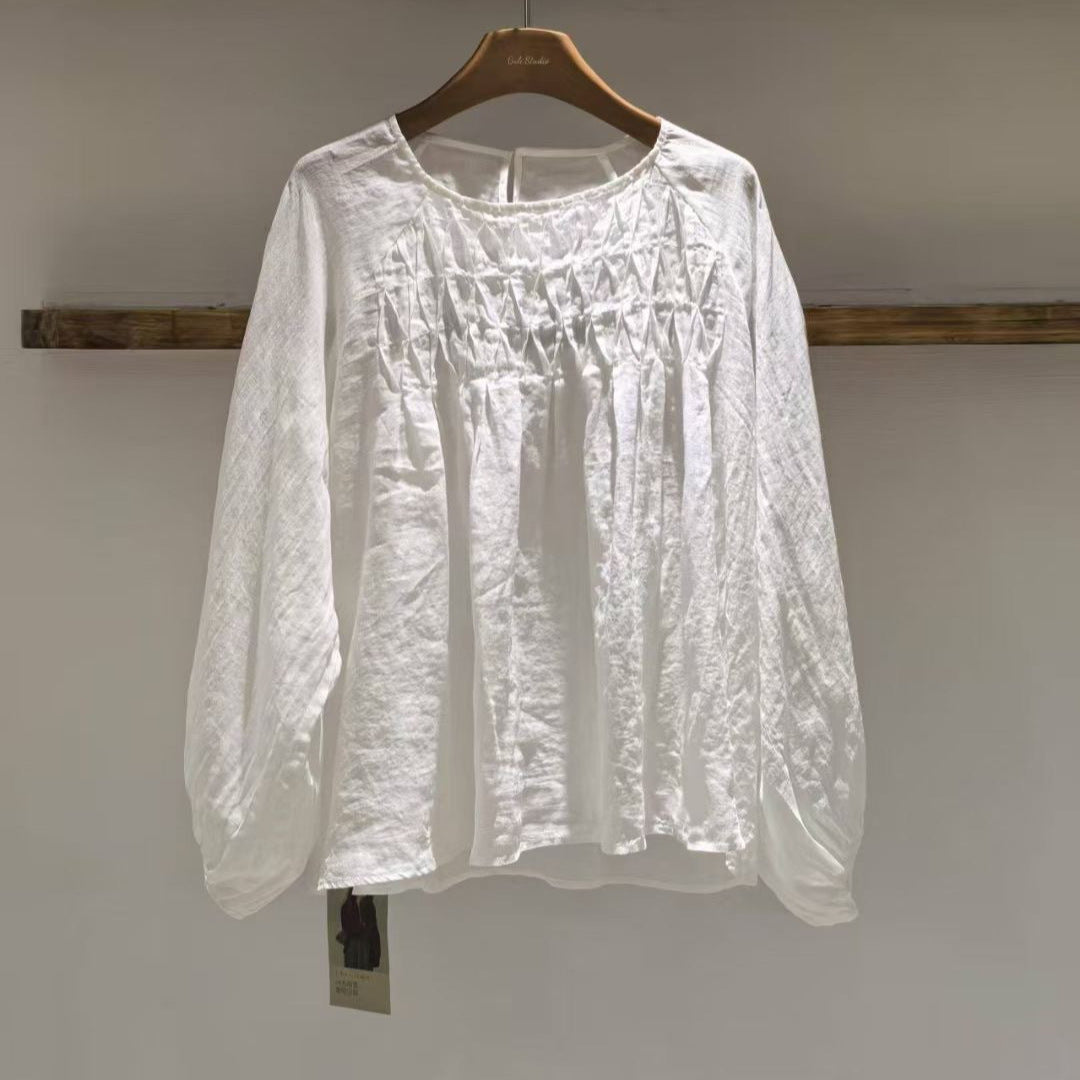 Femme Let bluse med rynket detalje Stilla