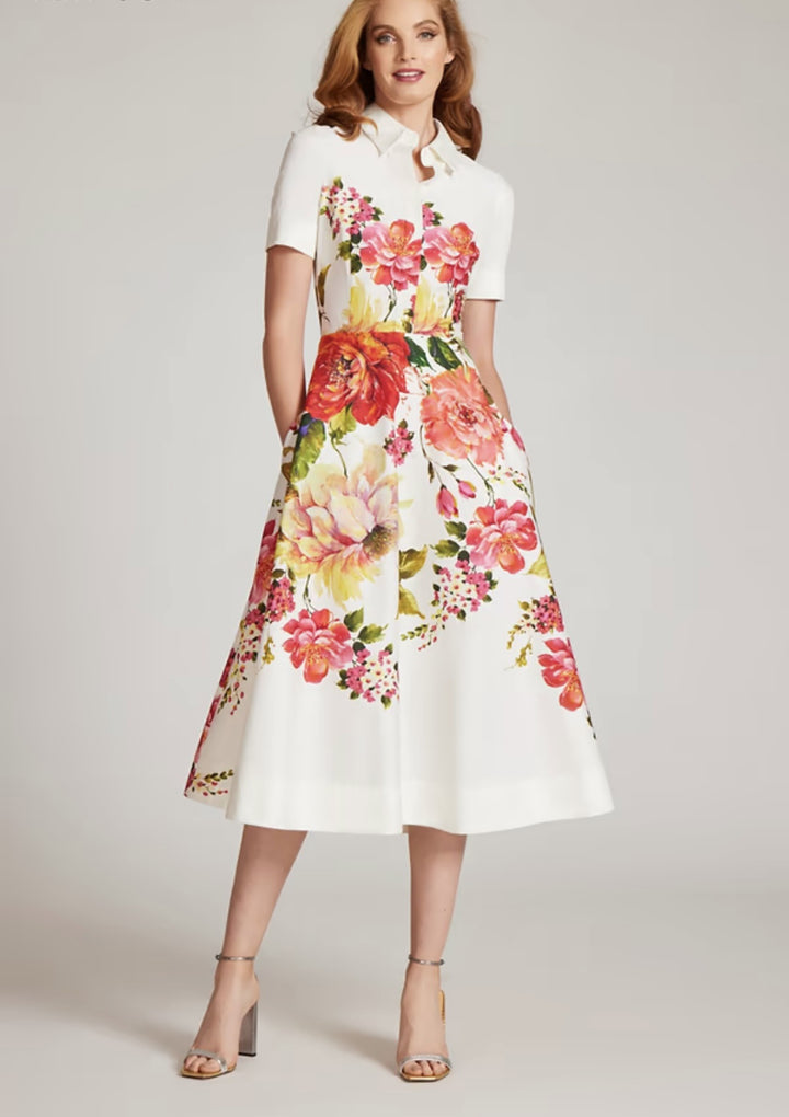 Dame Floral Print Skjortekjole Stilla