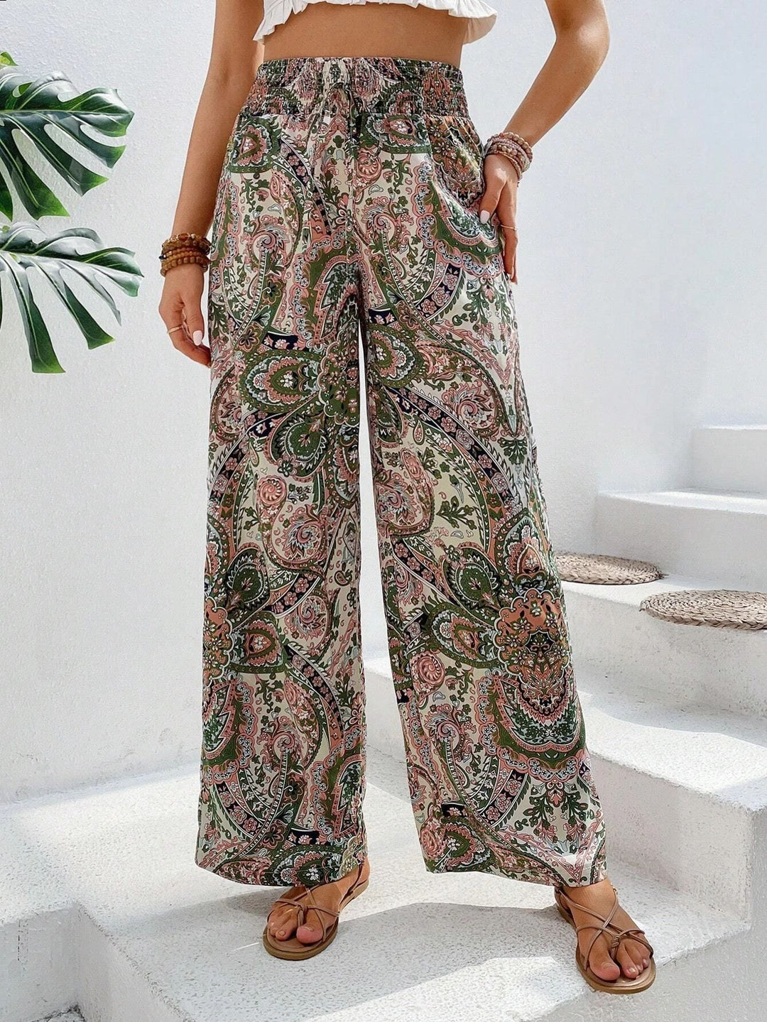 Dame løse Palazzo-bukser med paisley-mønster Skovae