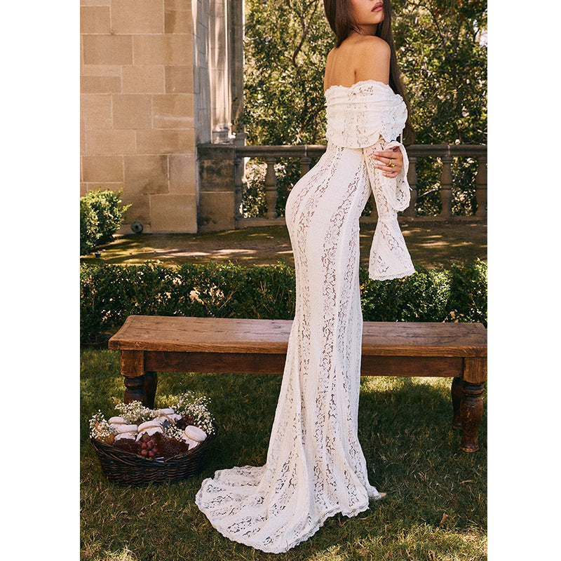 Stilla | Elegant Off-Shoulder Lang Kjole Slim Fit Havfruekjole
