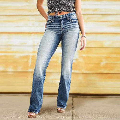 Dame Bootcut Jeans med elegante vaske og høj talje Stilla