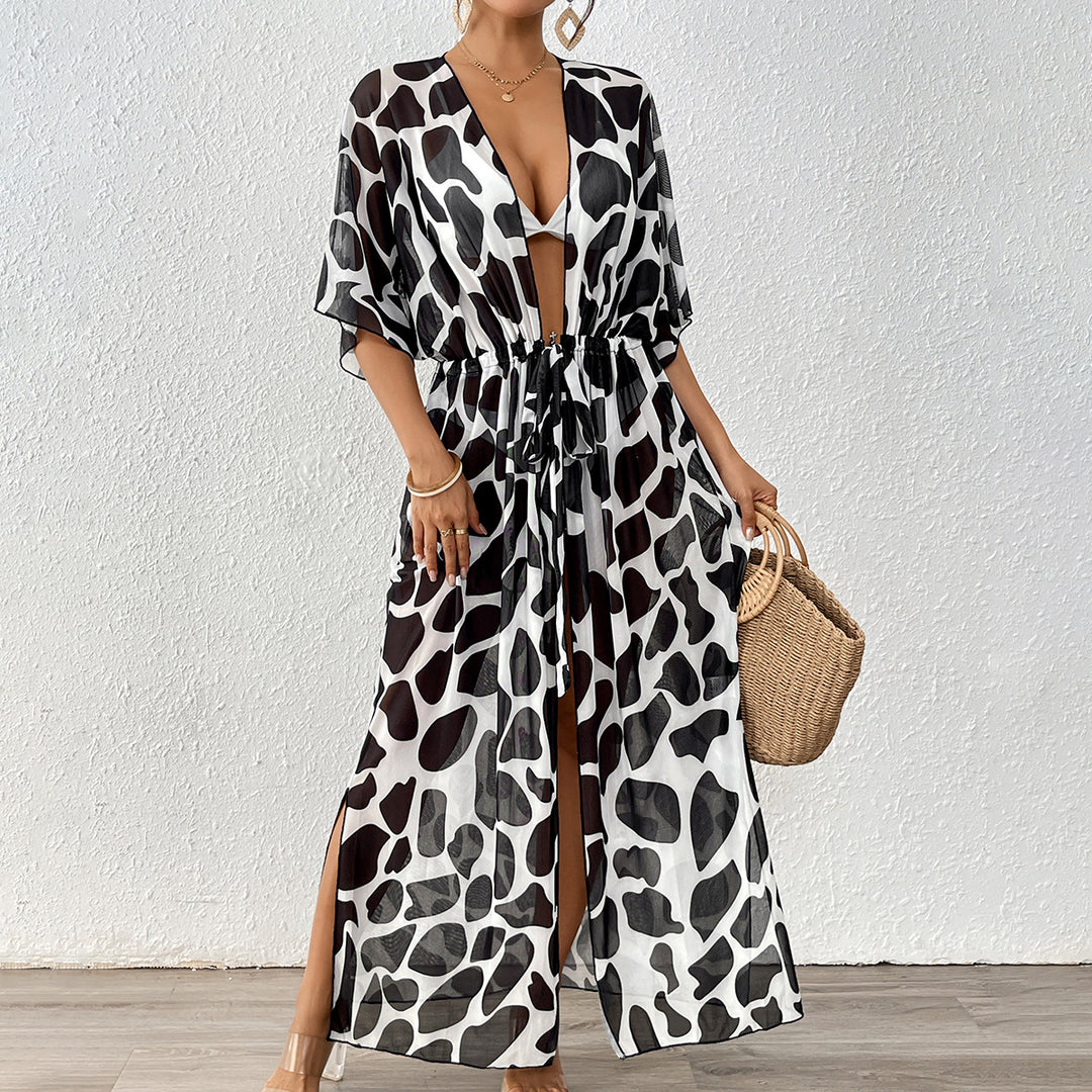 Dame elegant Kaftan med moderne dyremønster Stilla
