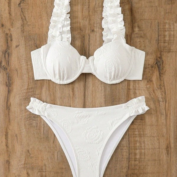 Dame Volangtop og High-Cut Bikini Sæt Stilla