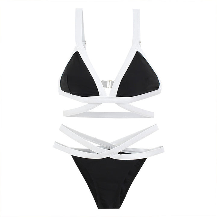 Dame triangel bikini med fashionabel bånd-design og dyb V-udskæring Stilla