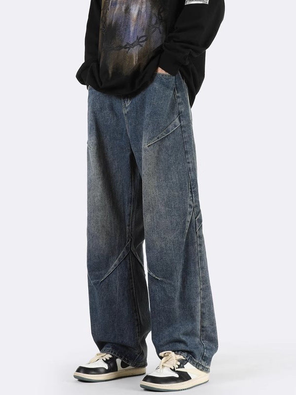 Herre bred denim-jeans med unikke sømdetaljer og afslappet snit Stilla