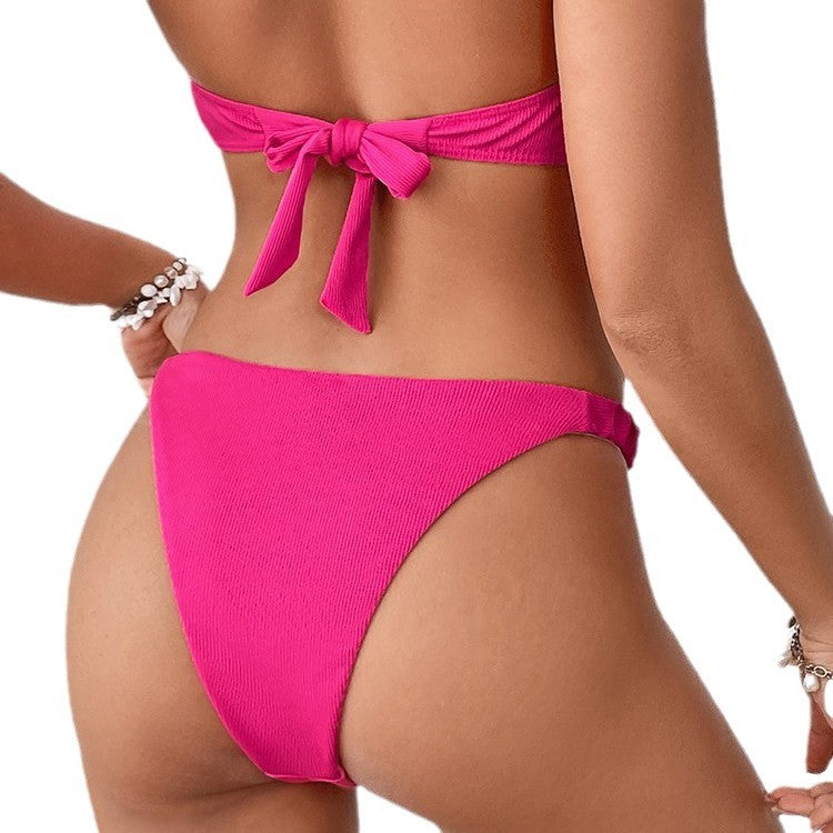 Dame bikini-sæt med floral applikation og elastisk top Stilla