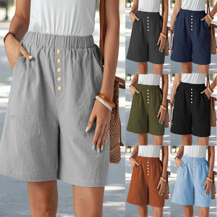 Dame afslappede shorts med elastisk talje og knapdetalje Stilla