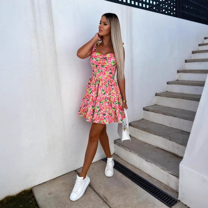 Dame Rynkede Blomster Mini Kjole Stilla 1751507421