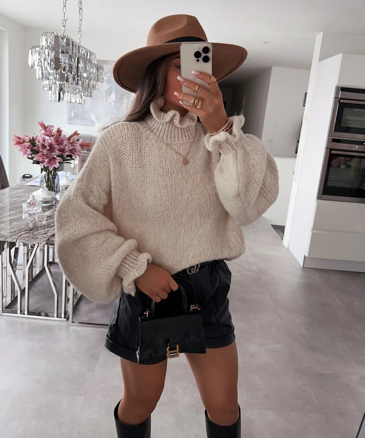 Kvindernes hyggelige turtleneck sweater med voluminøse ærmer Stilla