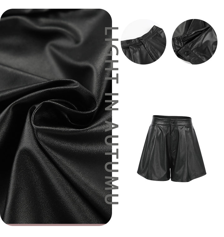 Dame Kunstlæder Shorts med moderigtigt snit og elegante plissé-detaljer Stilla