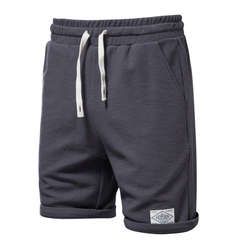 Herrer Sportslige Vaffelstof-Shorts med elastisk Talje og Snøre Stilla