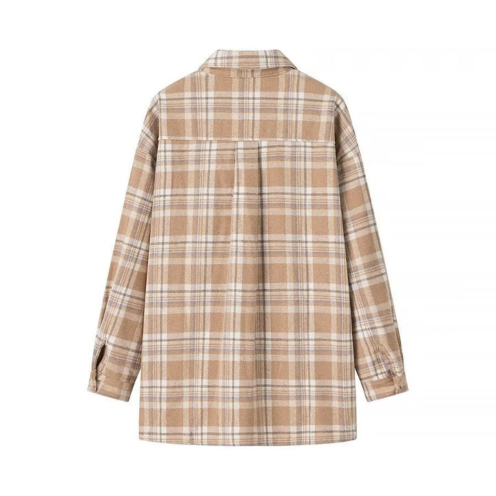 Femme Karo Oversized Skjortejakke med Lommer Stilla