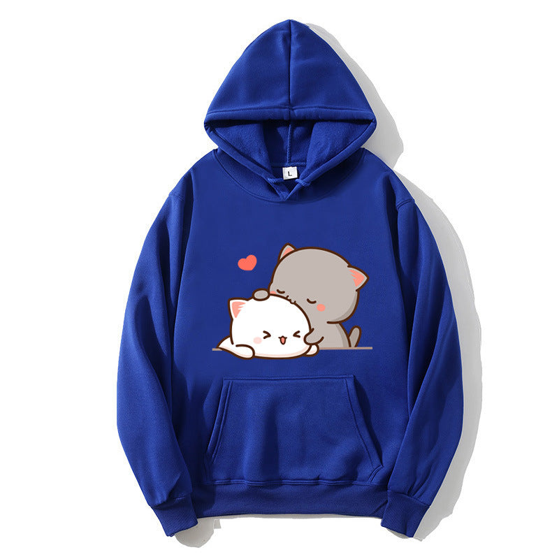Kvinders hætte sweatshirt med sødt katte design Skovae