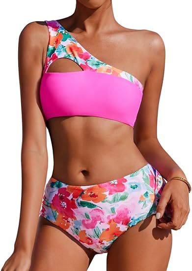 Femme Enkel-Skulder Floral Bikini Sæt Stilla