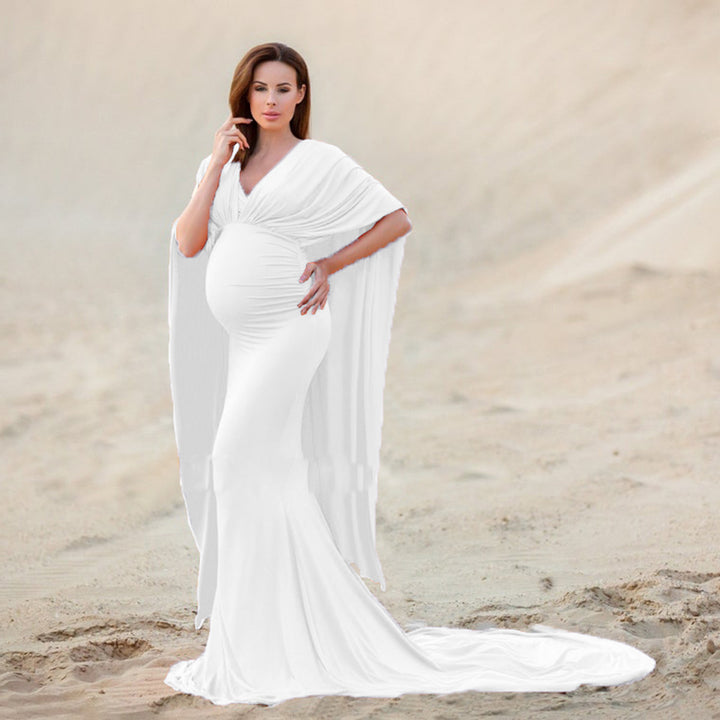 Dame Elegant Draperet Graviditetskjole Stilla