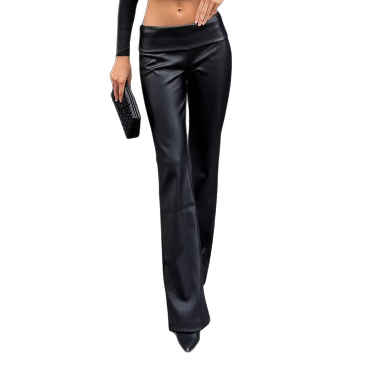 Dame fashion flared pants in imitation leather Skovae